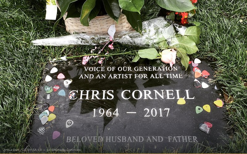 The grave of musician Chris Cornell, at Hollywood Forever Cemetery. — related to Chris Cornell & Chester Bennington: Murdered to Silence Pedophile Expose