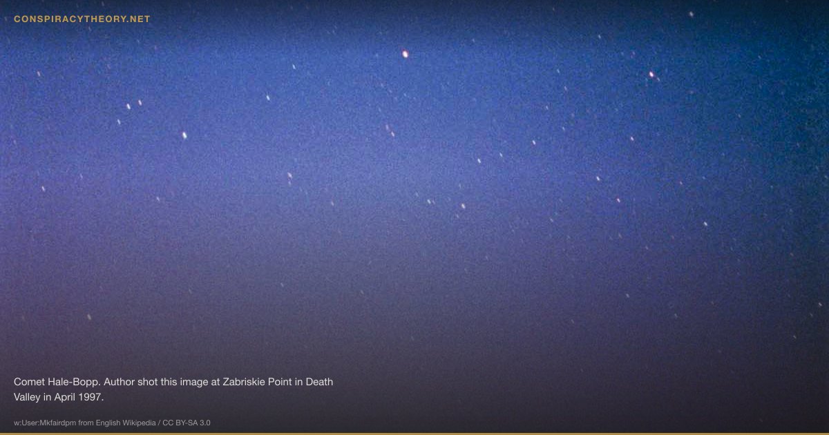Heaven's Gate (1974) — Comet Hale-Bopp. Author shot this image at Zabriskie Point in Death Valley in April 1997.