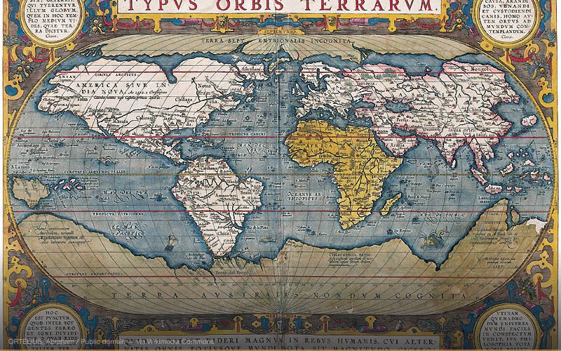 Typus Orbis Terrarum. (Imagem da Terra) ORTELIUS, Abraham 1587 Buril e aquarela sobre papel 10 x 10 cm Acervo Fundação Biblioteca Nacional, Rio de Janeiro — related to Hyperborea — Arctic Paradise / Lost Nordic Civilization