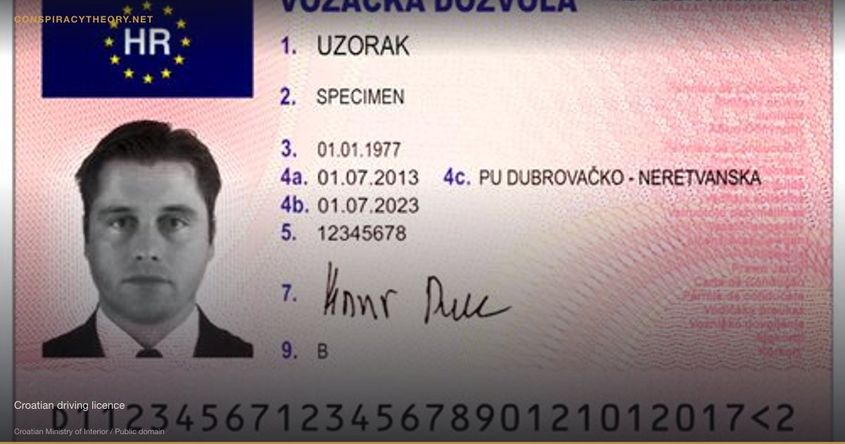 Kalergi Plan -- Genocide of the European People (2005) — Croatian driving licence