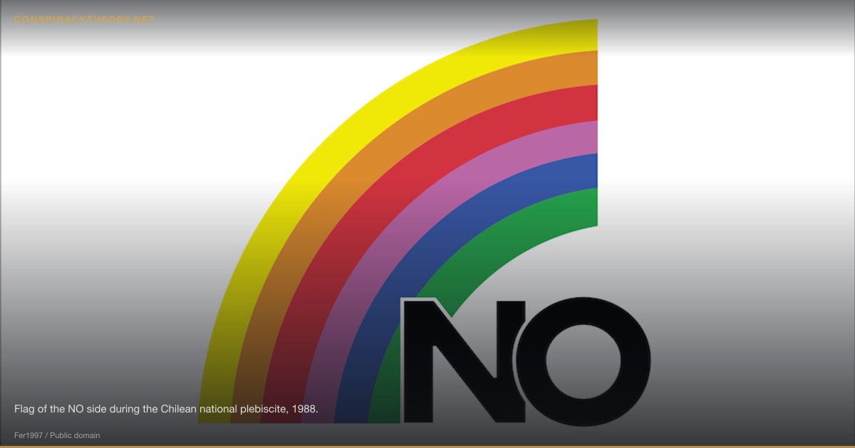 New World Order Conspiracy (1990) — Flag of the NO side during the Chilean national plebiscite, 1988.