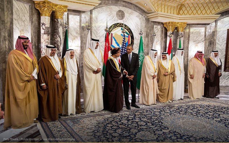 The President joins Gulf Cooperation Council (GCC) leaders for a group photo at Diriyah Palace. (Official White House Photo by Pete Souza) — related to Obama Birther Conspiracy