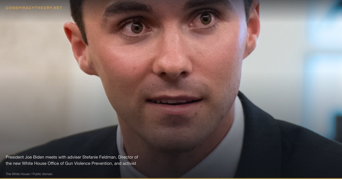 Parkland School Shooting Conspiracy Theories (2018) — President Joe Biden meets with adviser Stefanie Feldman, Director of the new White House Office of Gun Violence Prevention, and activist and Parkland school shooting survivor David Hogg, Friday, September 22, 2023, in the Oval Office. (Official White House Photo by Adam Schultz)