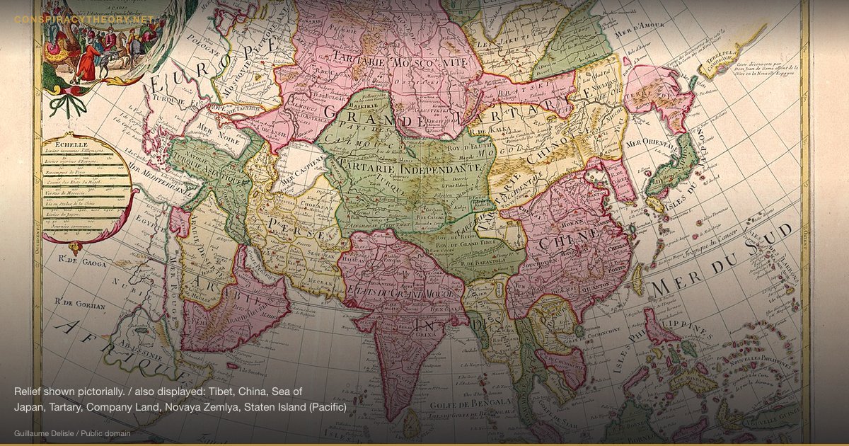 Tartarian Empire — The Hidden World Civilization (2016) — Relief shown pictorially. / also displayed: Tibet, China, Sea of Japan, Tartary, Company Land, Novaya Zemlya, Staten Island (Pacific)