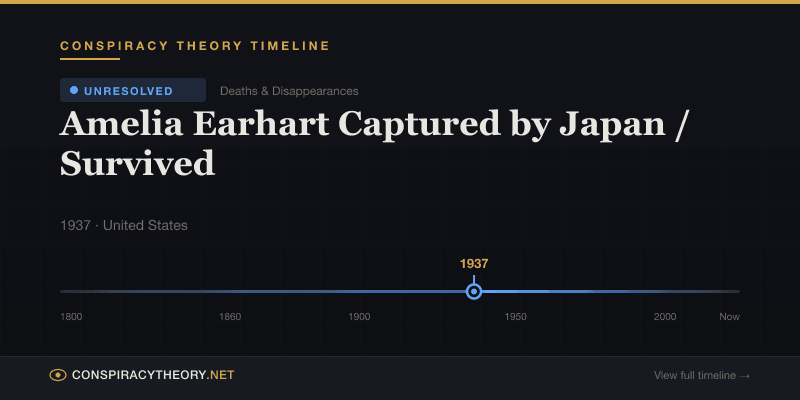Amelia Earhart Captured by Japan / Survived — Conspiracy Theory Timeline 1937, United States