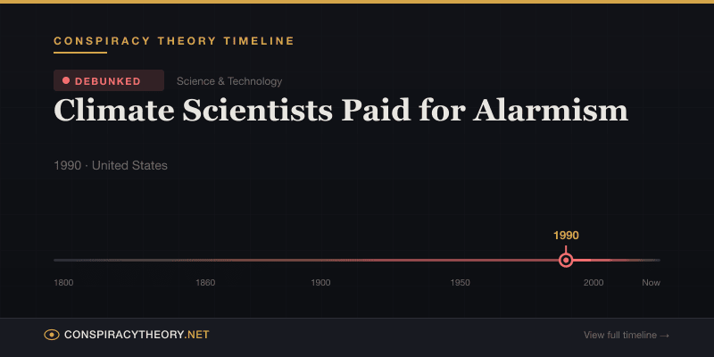 Climate Scientists Paid for Alarmism — Conspiracy Theory Timeline 1990, United States