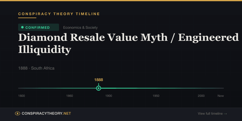 Diamond Resale Value Myth / Engineered Illiquidity — Conspiracy Theory Timeline 1888, South Africa