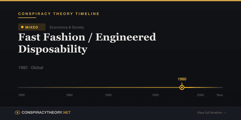 Fast Fashion / Engineered Disposability — Conspiracy Theory Timeline 1980, Global