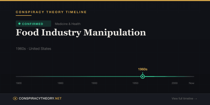 Food Industry Manipulation — Conspiracy Theory Timeline 1960s, United States