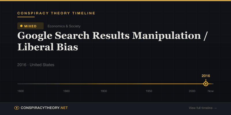 Google Search Results Manipulation / Liberal Bias — Conspiracy Theory Timeline 2016, United States