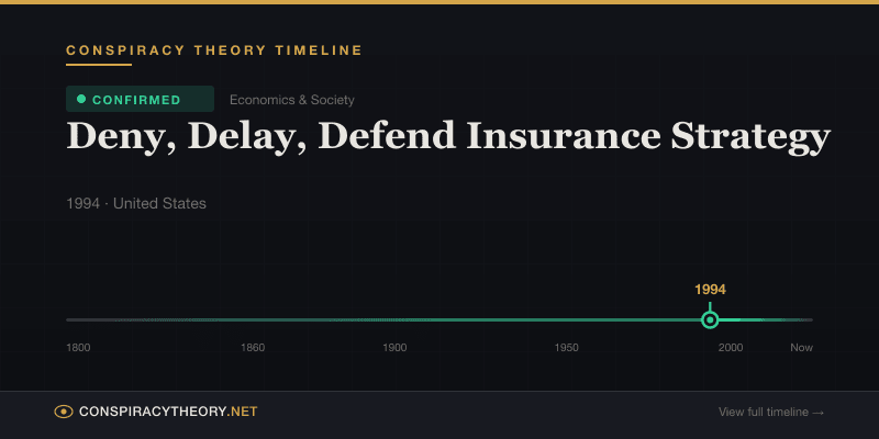 Deny, Delay, Defend Insurance Strategy — Conspiracy Theory Timeline 1994, United States