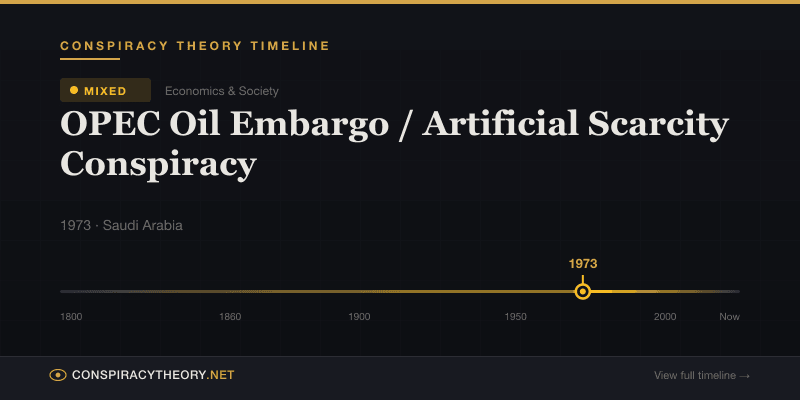 OPEC Oil Embargo / Artificial Scarcity Conspiracy — Conspiracy Theory Timeline 1973, Saudi Arabia