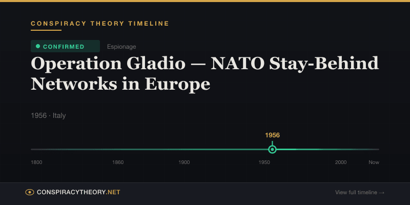 Operation Gladio — NATO Stay-Behind Networks in Europe — Conspiracy Theory Timeline 1956, Italy