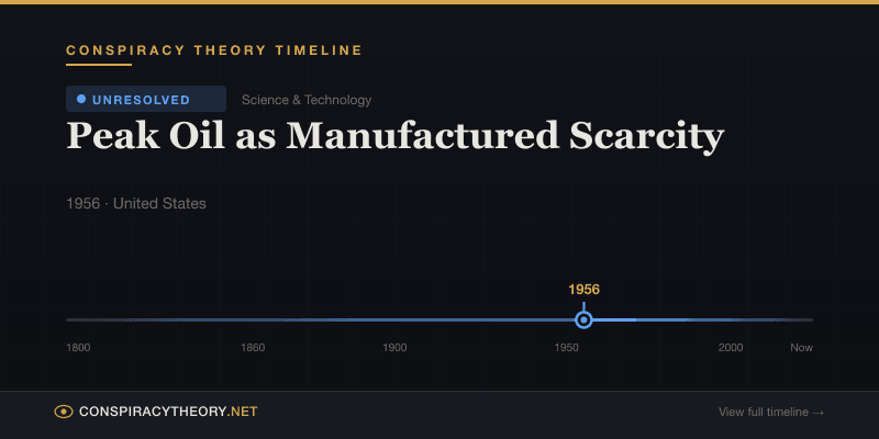 Peak Oil as Manufactured Scarcity — Conspiracy Theory Timeline 1956, United States