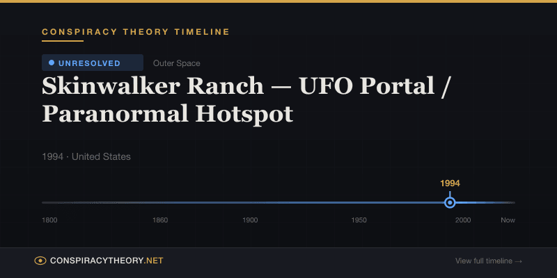 Skinwalker Ranch — UFO Portal / Paranormal Hotspot — Conspiracy Theory Timeline 1994, United States