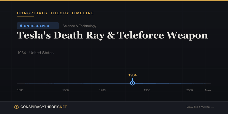 Tesla's Death Ray & Teleforce Weapon — Conspiracy Theory Timeline 1934, United States