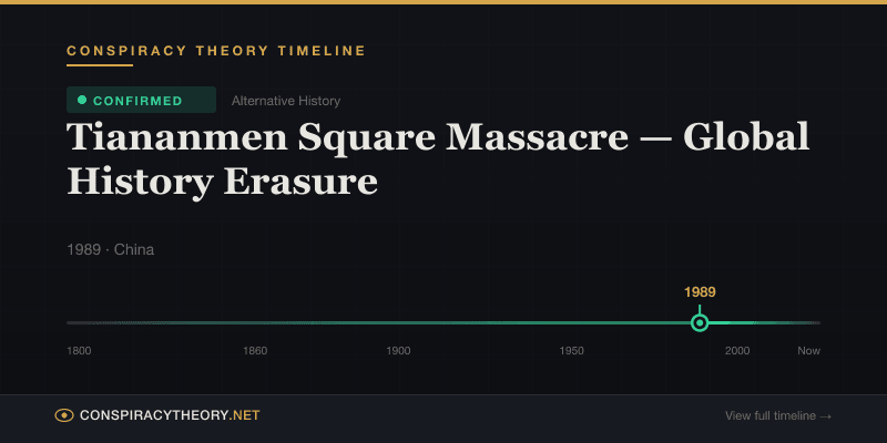 Tiananmen Square Massacre — Global History Erasure — Conspiracy Theory Timeline 1989, China